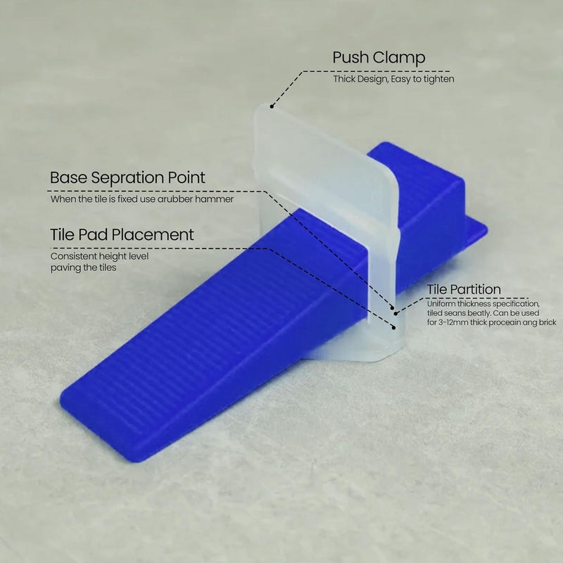درافل مجموعة مشابك نظام تسوية البلاط من دورافيل - 100 قطعة - أدوات تسوية البلاط قابلة لإعادة الاستخدام للتركيب الاحترافي (1.5 مم) - Image 5